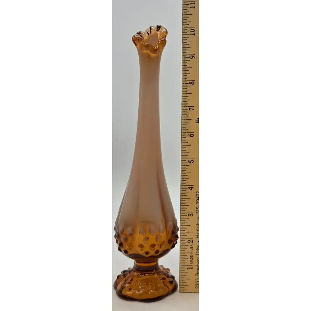VINTAGE FENTON CAMEO OPAL HOBNAIL BUD VASE 10 1/4